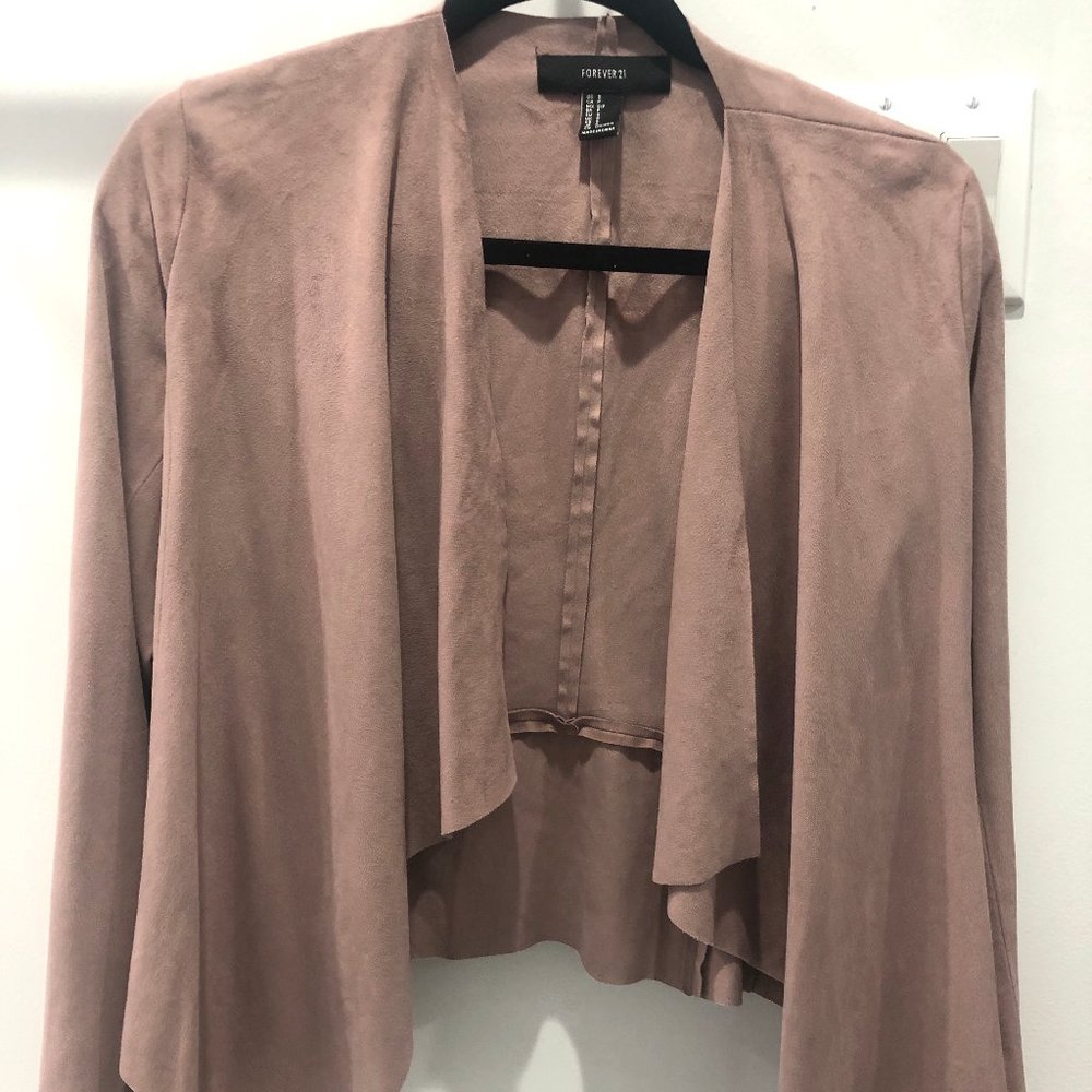 F21 Faux Suede Draped Jacket
